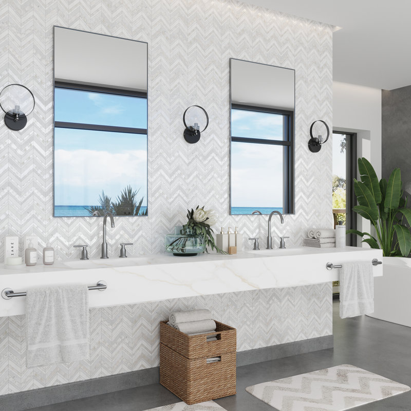12" x 12" Natural Stone Marble Look Mosaic Wall & Floor Tile