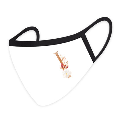 Masque de mariage, monogramme floral rose W, masques en tissu avec 1 filtre de protection PM 2,5 remplaçable