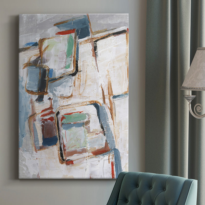 Vue arrière du miroir II - peinture sur toile tendue, L 16 po x H 27 po