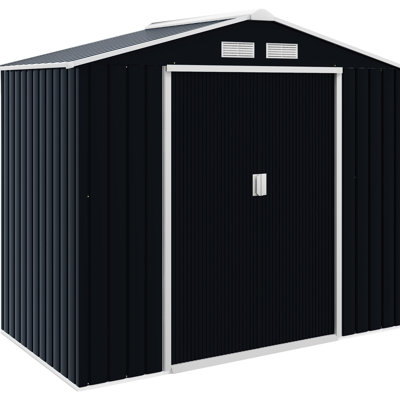 Garden Storage Shed: Outdoor Metal Structure With Ample Space For Tools, Four Ventilation Areas, Water - Galvanized Steel, Sloped Roof Rain Protection, 46" Inside Width, Assembly Needed Tools And