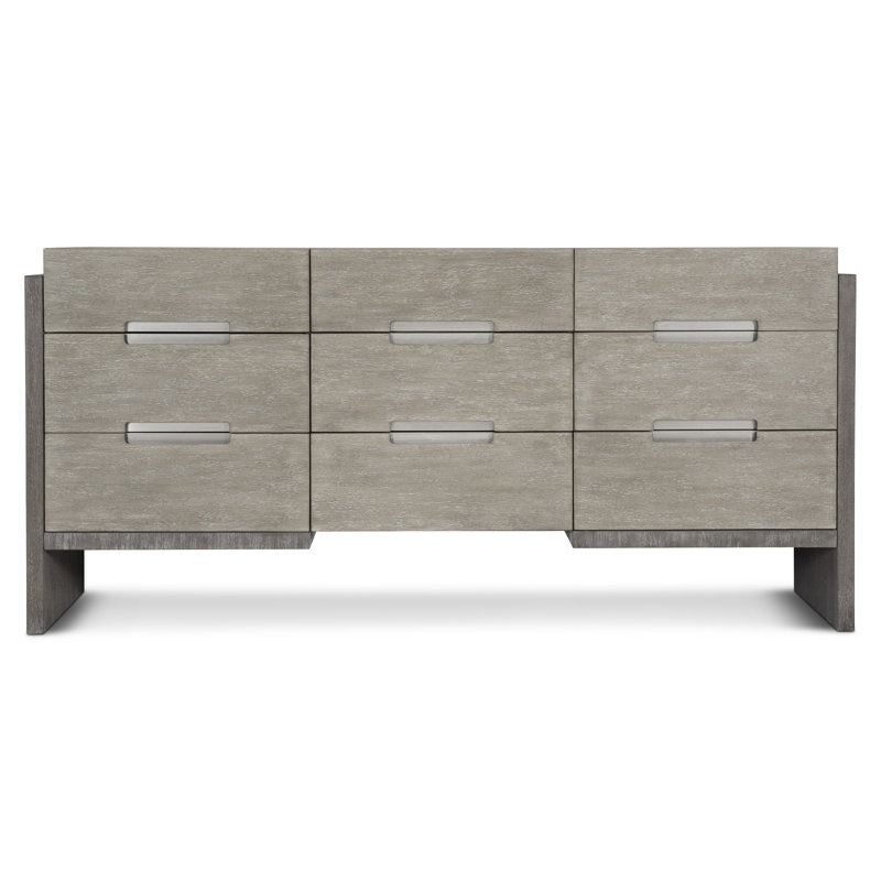 Transitional Brown Acacia 9-Drawer Soft Close Dresser