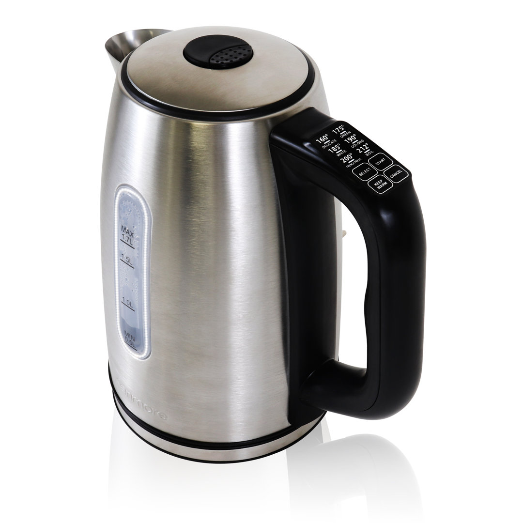 Kenmore 1.7L Cordless Electric Kettle with 6 Temperature Pre-Sets, Stainless Steel Kenmore