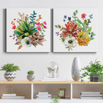 Scrumptious Succulents III - 2 pièces, reproduction d'art sur toile tendue