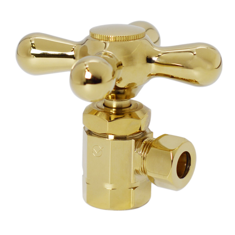 LA-Style Pedestal Sink Kit with P-Trap, Supply Lines, Flanges and Cross Handle Angle Stops, Polished Brass