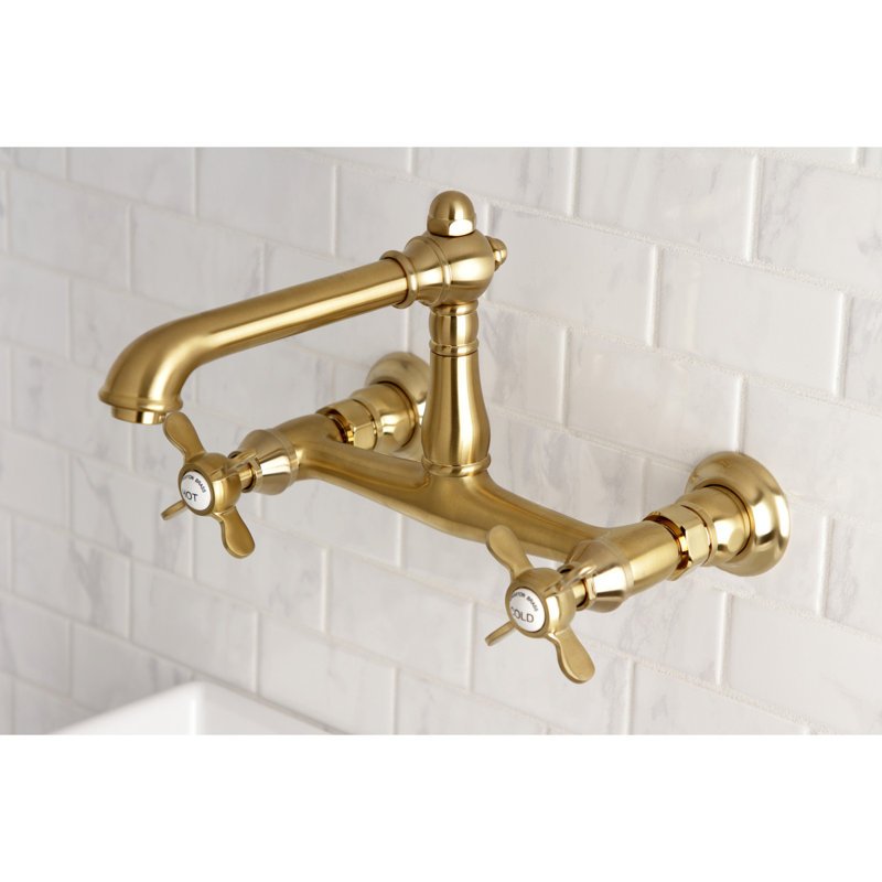 Robinet de salle de bain mural 2 trous Kingston Brass Essex, Laiton brossé