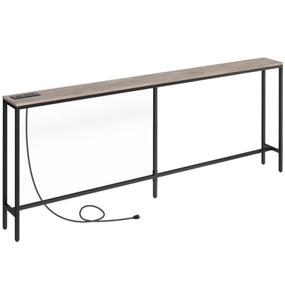 Console avec prise de courant derrière le canapé, table d'entrée étroite
