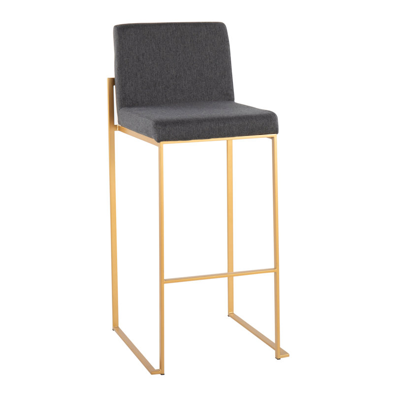 Tabouret de bar contemporain à haut dossier, Gris, Doré, 2