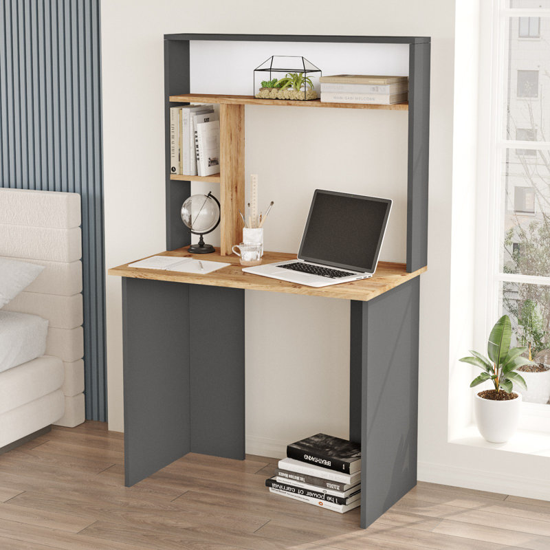 Bureau échelle avec huche Beddingfield, Naturel / gris