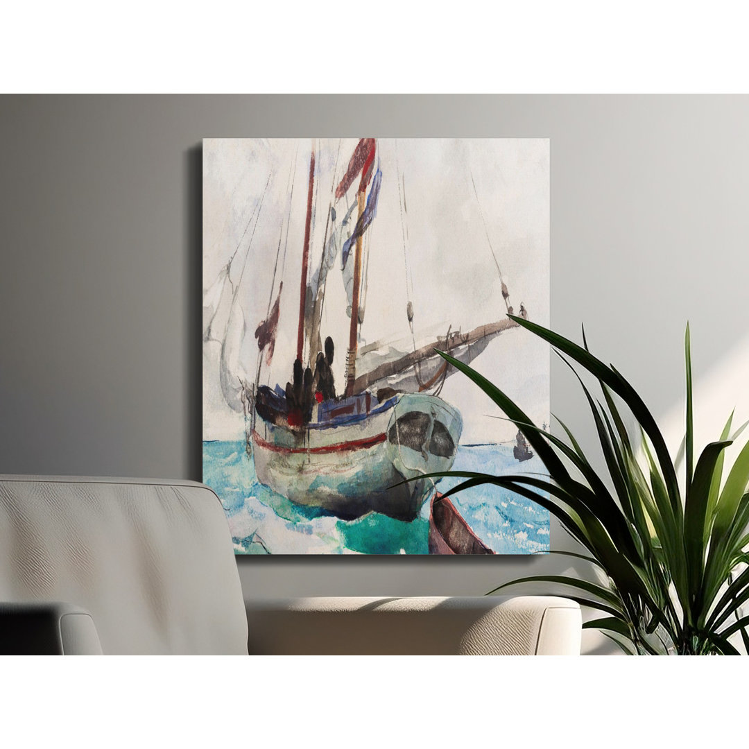 Vintage Sailboat Ocean Watercolor Canvas