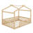 Classic Wood House Bed Frame with Protective Fence-129109673
