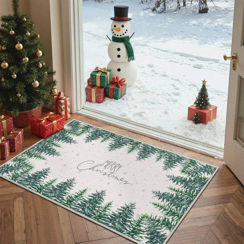 Tapis d'intérieur lavable Christmas Tree, Rectangulaire 3 pi x 5 pi