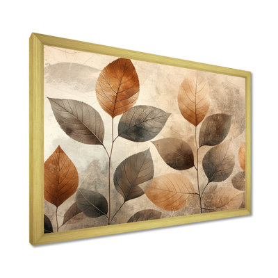 Taupe, feuilles, mosaïque, collage III - feuilles, art mural