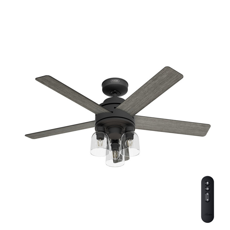 52" Lochemeade 5-Blade Standard Ceiling Fan with Remote Control and LED Light Kit Included, Matte Black
