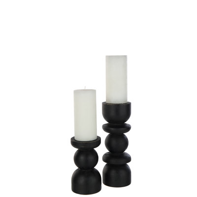 2 Piece Wood Candlestick Set
