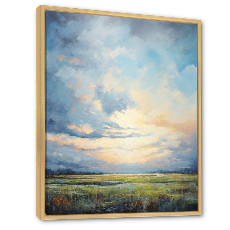 «Alshat Meadow Bold Horizon III», art mural sur toile Meadow, Cadre flottant érable, H 32 po x l 16 po x P 1 po