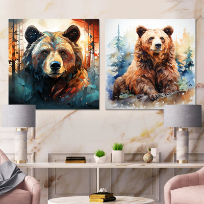 Brown Bear Forest Portrait I - Bear Wall Decor Set Of 2