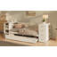 Lit de jour simple en bois blanc avec tablettes latérales
