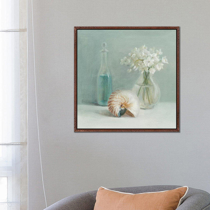 White Flower Spa by Danhui Nai - Print on Canvas, 66.04 cm H x 66.04 cm W, Classic Brown Wood Framed