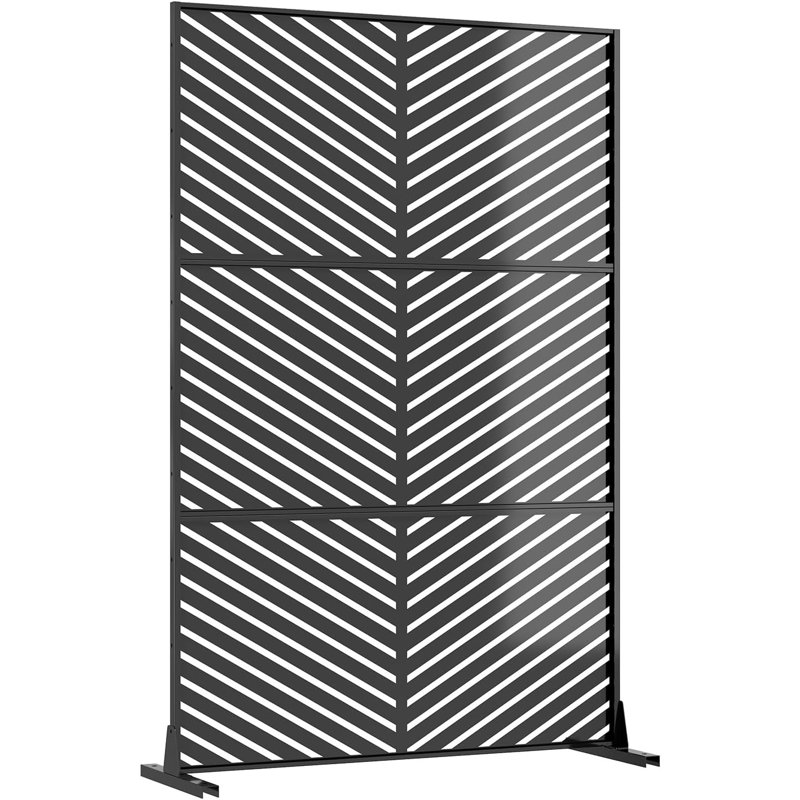Outdoor Metal Privacy Screen – 72"×47" Freestanding Garden Pool Divider with Stand Decorative, Galvanized Steel Privacy Fence for Balcony Patio Indoor Room Hot Tub