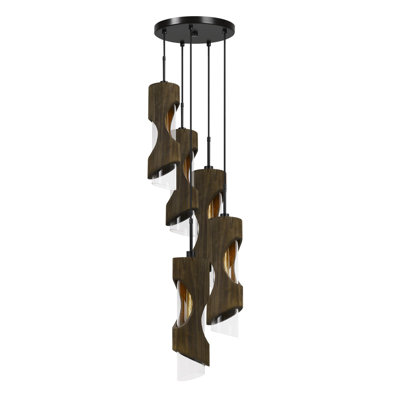 Luminaire suspendu en bois clair fumé H 21 po Zamora