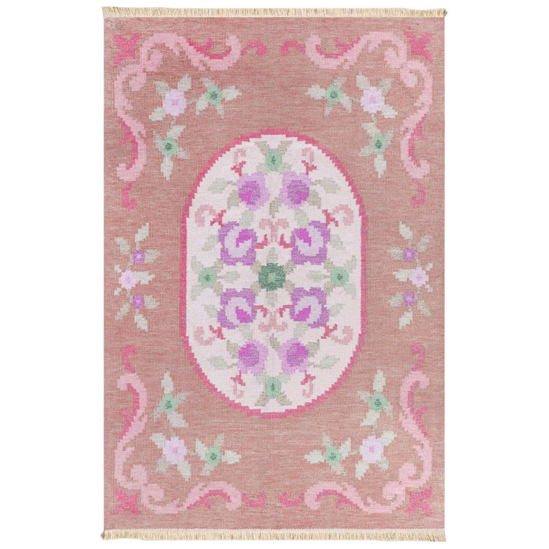 Tapis mauve à motif floral Dusty Rose, Rose / Mauve