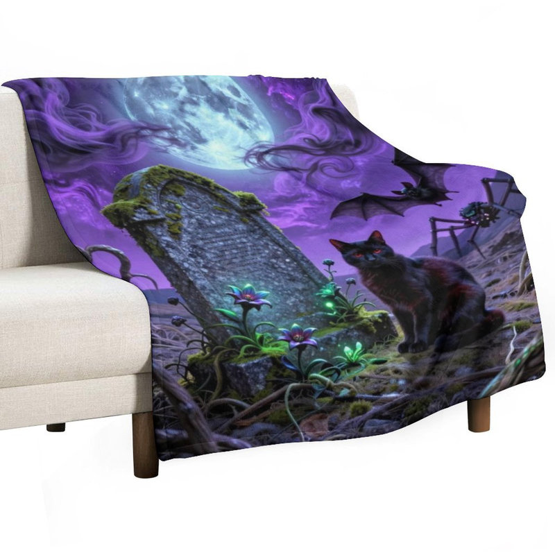Jeté en flanelle de luxe gothique, couverture douce et chaude pour le canapé-lit du salon, 40 po x 50 po