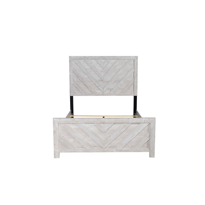 Lit double gris, moderne et avec tête de lit avec rails de confort