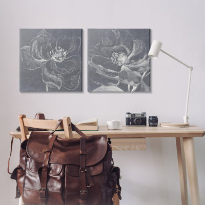 «Chalkboard Magnolia Blossom», ensemble de 2 toiles murales par Lanie Loreth