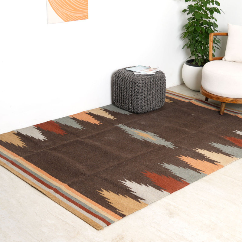 Abstract Wool Hand Woven Area Rug, Rectangle 170 x 240 cm