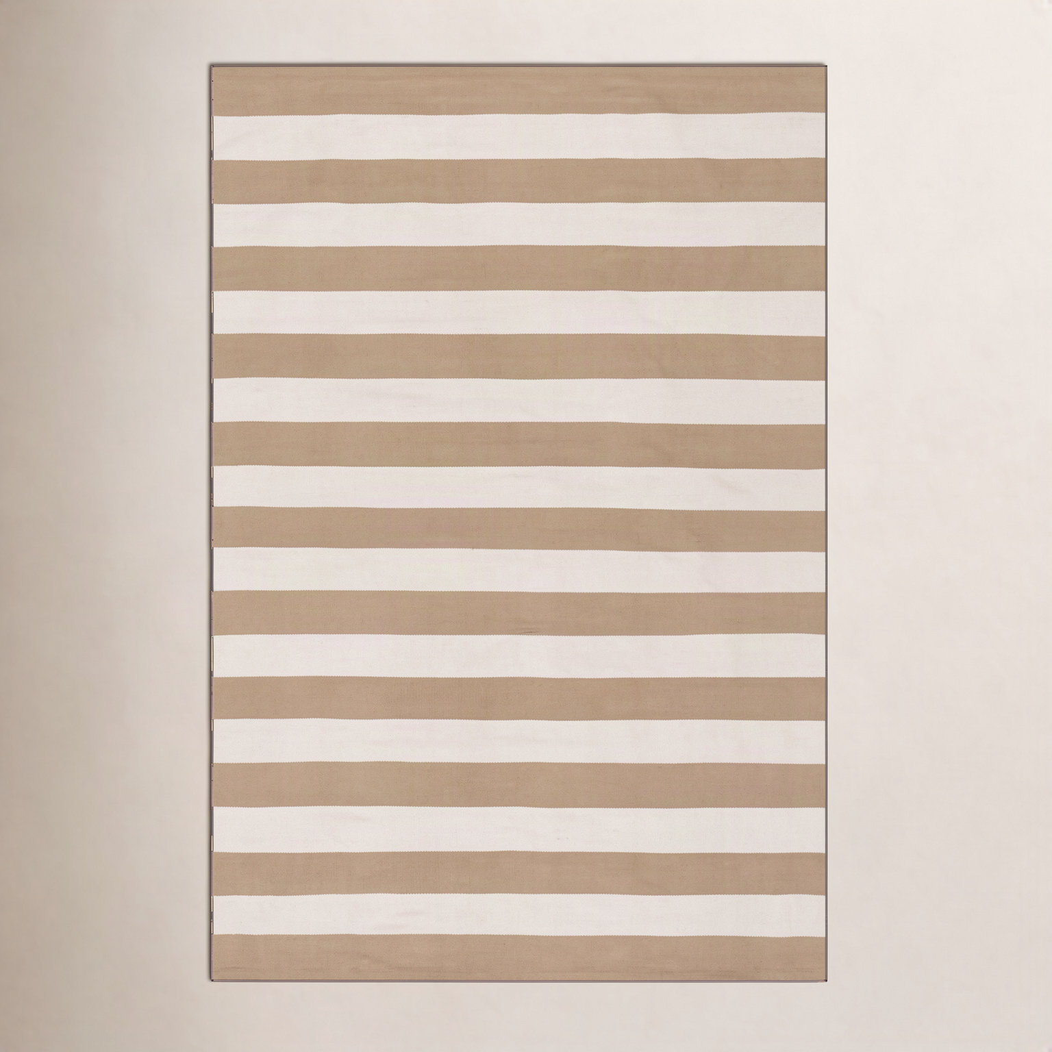 Khaki Hand-Woven Striped Outdoor Rug, Rectangle 3' x 5'