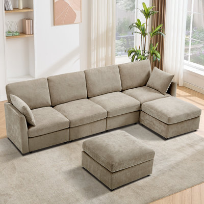 Sarang 6-Piece Modular Sofa Upholstered Sectional U Shaped Cloud Couch
