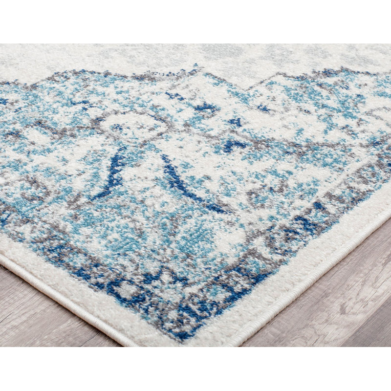 Hailey Vintage Bluebonnet Area Rug, Runner 2'6" x 8'