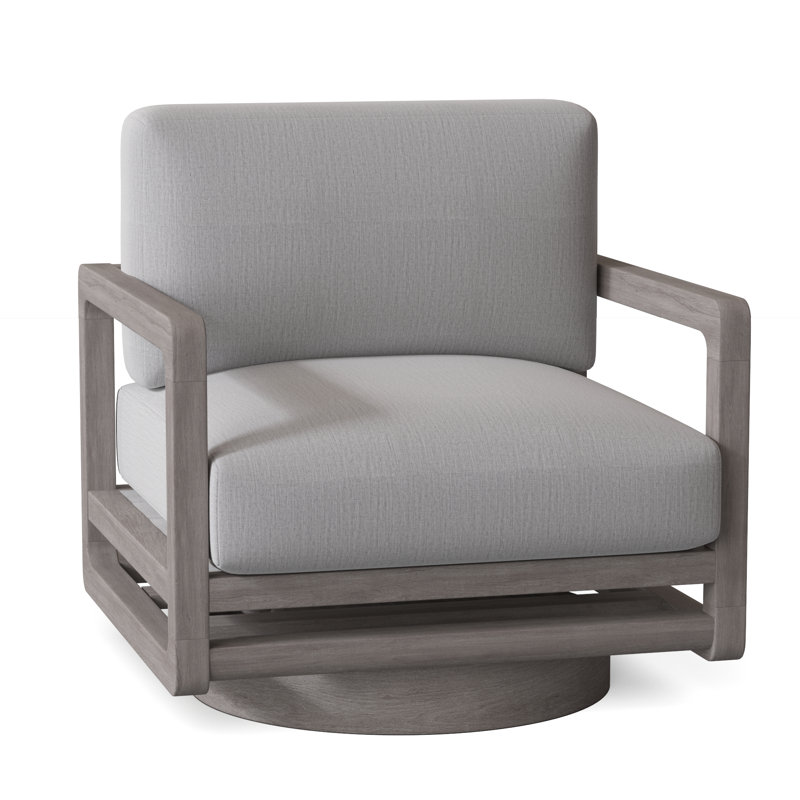 Tanah Teak Swivel Patio Chair with Cushions, Canvas Granite Sunbrella® Canvas
