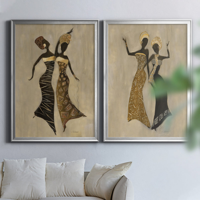 «Celebration I», ensemble de 2 reproductions d'art, H 22,5 po x l 61 po x P 1,5 po, Toile encadrée argentée, Pas de tapis