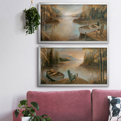 Peaceful Serenity - Ensemble de 2 peintures sur toile encadrées