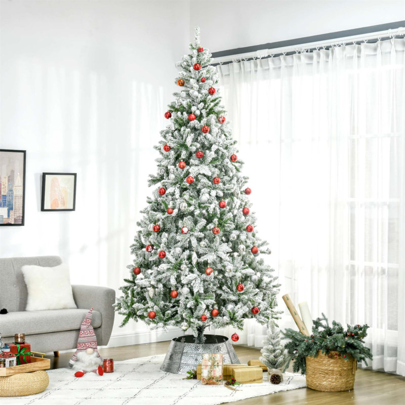 Arbre de Noël artificiel pin enneigé 9 pi de hauteur avec branches réalistes et durables pour un décor festif