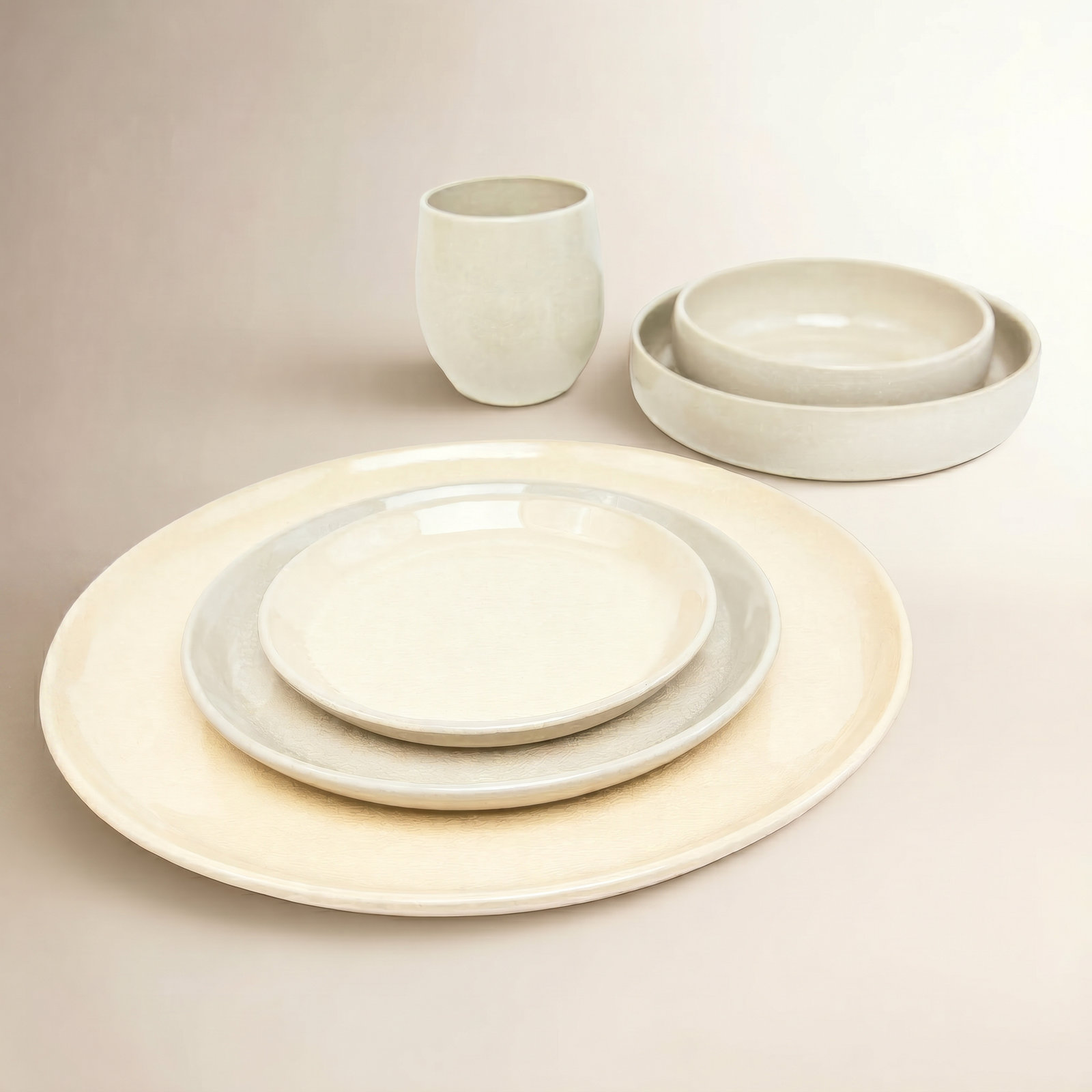 Borgen Stoneware Dinnerware Set, Muslin