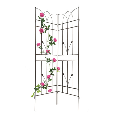 Ensemble de 4 treillis de jardin en métal 71 po x 17,7 po, brun Structure de support pour fleurs extérieure antirouille. Pour les plantes grimpantes: lierre, rose, gloire du matin, jasmin, raisin, concombre, haricots, pois. Facile à construire,