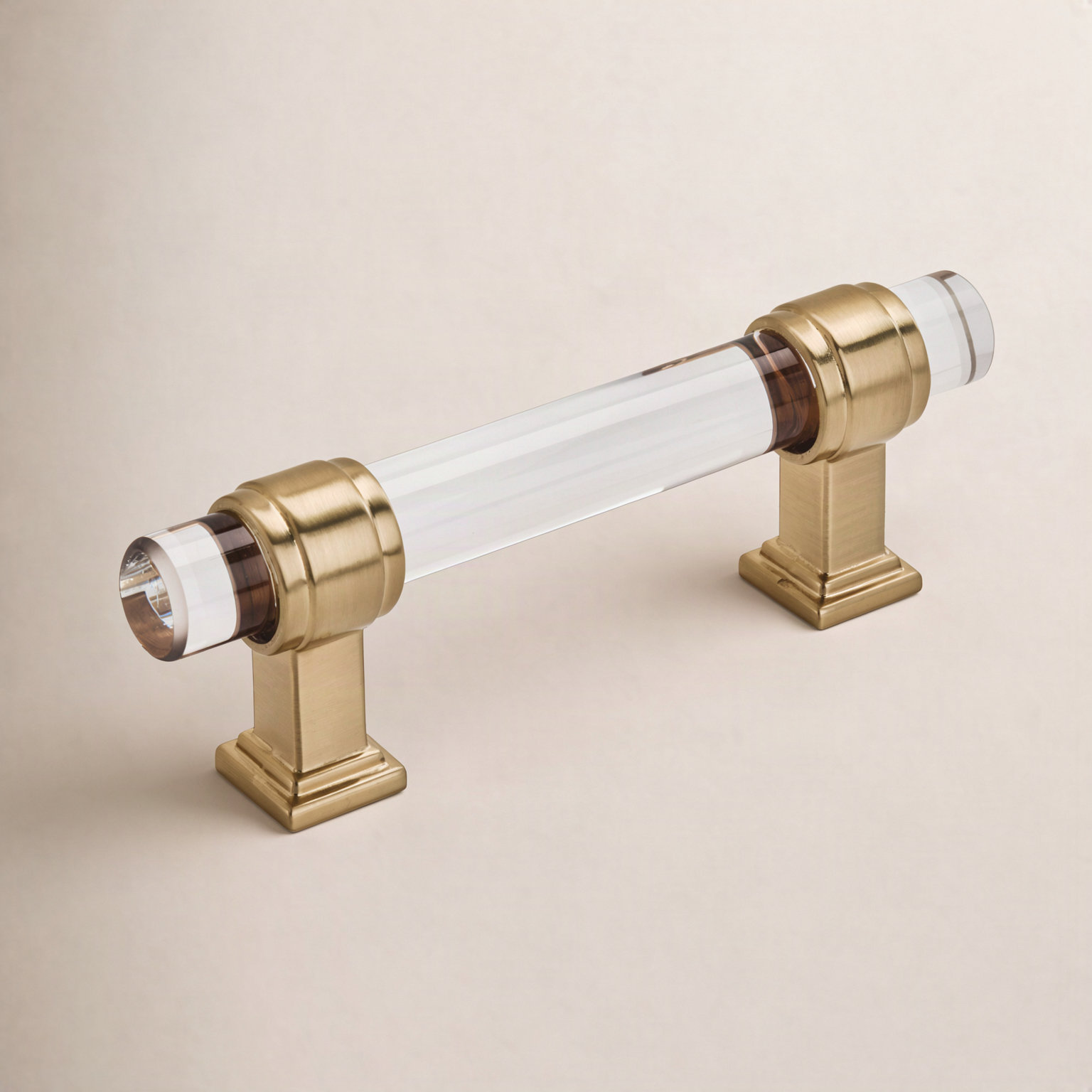 Glacio Bar Cabinet Pull, Clear/Champagne Bronze, 8"