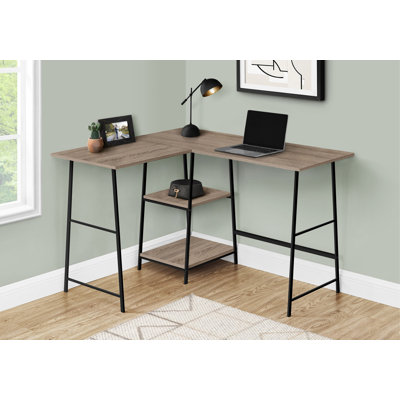 L-Shaped Corner Computer Desk With Storage Shelves