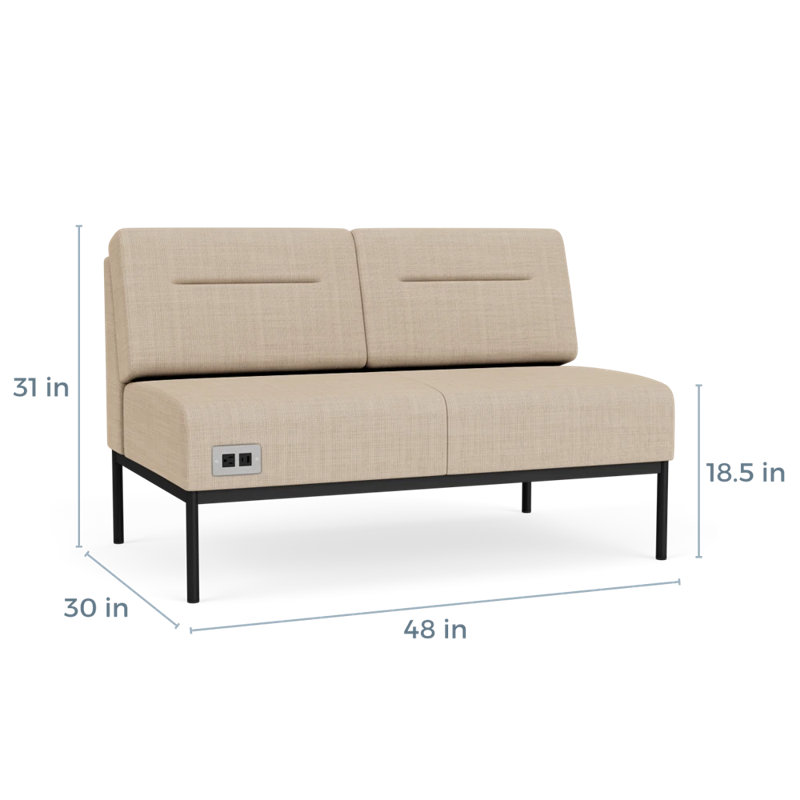 Causeuse Darsey, Avec alimentation, Noir, Chambray calcaire