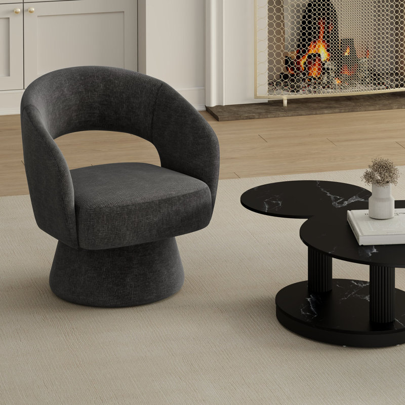 Fauteuil d'appoint en tissu de style moderne, Gris chenille