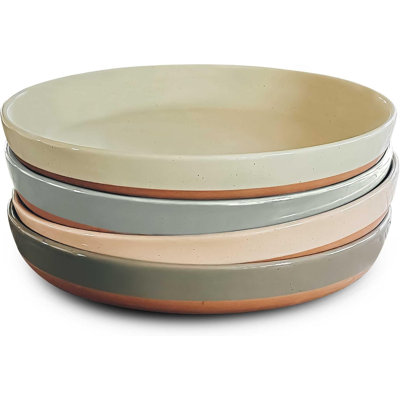 Pasta Bowl Set of 4-35oz, Microwave Safe Plate with High Edge for Kitchen and Eating
