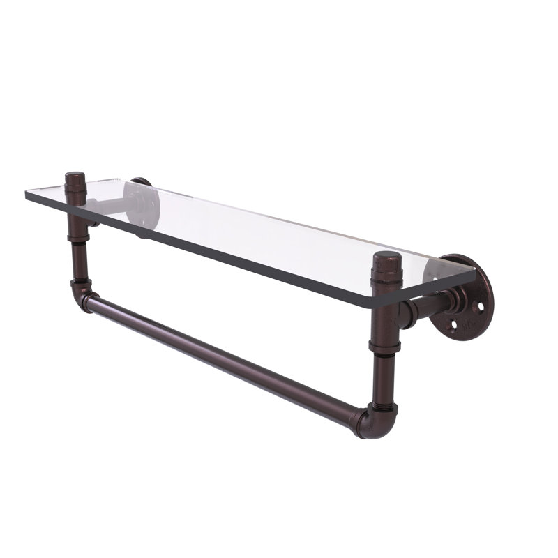 Bayer Industrial Pipe Shelves, Antique Bronze, 6.5" H x 22" W x 5.6" D