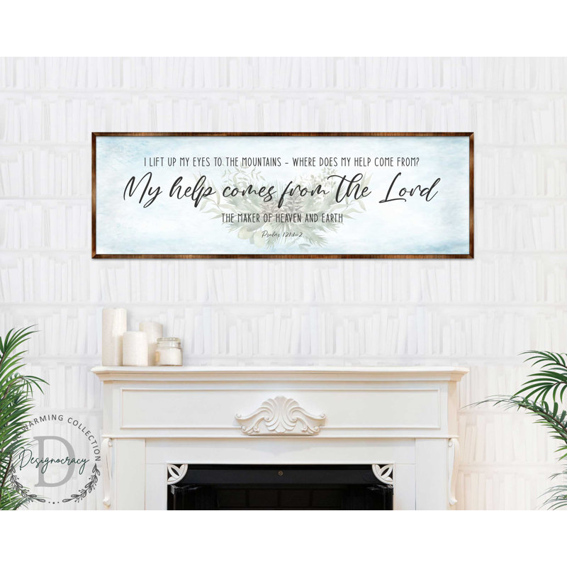 «My aid Comes from the Lorf» par G.DeBrekht - Cadre photo panoramique, art textuel sur bois, H 9 po x l 27 po x P 0,5 po