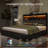 Bed Frame With 6 Storage Drawers, Linen Upholstered Headboard, Built In Charging Station And Led-525178061-525178056