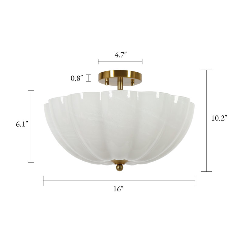Atchison 3-Light Brass Semi Flush Mount with Scalloped Shade