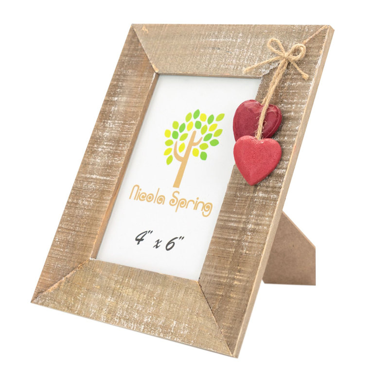 Nicola Spring - Rustic White Hearts Photo Frame - 4 x 6", Red, 17cm H x 22cm W x 10cm D
