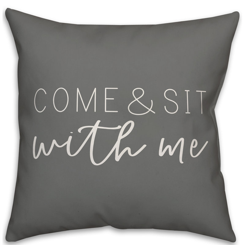 Textual Outdoor Throw Pillow, 20" H x 20" W, Gray/White