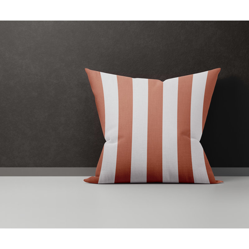 Striped Cotton Reversible Throw Pillow, 15W" x 15H", Peach